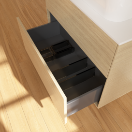 Тумба под раковину Villeroy & Boch Finion 80х50,1 см МДФ шпон дуба/стекло белое матовое F63100PC