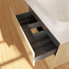 Тумба под раковину Villeroy & Boch Finion 80х50,1 см МДФ шпон дуба/стекло белое матовое F63100PC