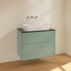 Тумба под раковину Villeroy & Boch Finion 80х50,1 см МДФ оливковый матовый лак/стекло черное матовое F63200GM