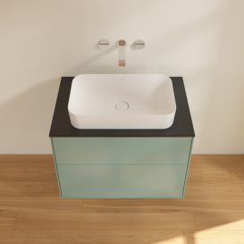 Тумба под раковину Villeroy & Boch Finion 80х50,1 см МДФ оливковый матовый лак/стекло черное матовое F63200GM