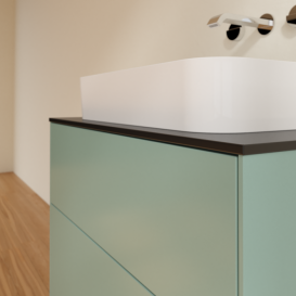 Тумба под раковину Villeroy & Boch Finion 80х50,1 см МДФ оливковый матовый лак/стекло черное матовое F63200GM