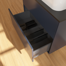 Тумба под раковину Villeroy & Boch Finion 80х50,1 см МДФ темно-синий матовый лак/стекло черное матовое F63200HG