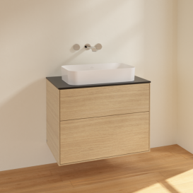 Тумба под раковину Villeroy & Boch Finion 80х50,1 см ДСП шпон дуба/стекло черное матовое F63200PC