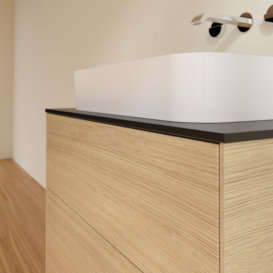 Тумба под раковину Villeroy & Boch Finion 80х50,1 см ДСП шпон дуба/стекло черное матовое F63200PC