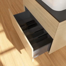 Тумба под раковину Villeroy & Boch Finion 80х50,1 см ДСП шпон дуба/стекло черное матовое F63200PC