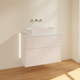 Тумба под раковину Villeroy & Boch Finion 80х50,1 см с подсветкой МДФ глянцевый белый лак/стекло белое матовое G63100GF