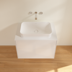 Тумба под раковину Villeroy & Boch Finion 80х50,1 см с подсветкой МДФ глянцевый белый лак/стекло белое матовое G63100GF