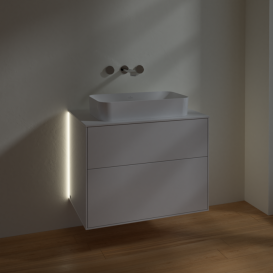 Тумба под раковину Villeroy & Boch Finion 80х50,1 см с подсветкой МДФ глянцевый белый лак/стекло белое матовое G63100GF