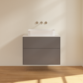 Тумба под раковину Villeroy & Boch Finion 80х50,1 см с подсветкой МДФ антрацит матовый лак/стекло белое матовое G63100GK