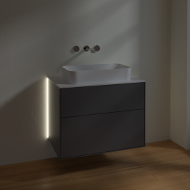 Тумба под раковину Villeroy & Boch Finion 80х50,1 см с подсветкой МДФ антрацит матовый лак/стекло белое матовое G63100GK