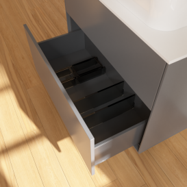 Тумба под раковину Villeroy & Boch Finion 80х50,1 см с подсветкой МДФ антрацит матовый лак/стекло белое матовое G63100GK