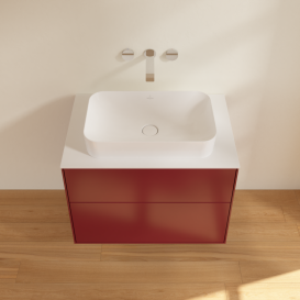 Тумба под раковину Villeroy & Boch Finion 80х50,1 см с подсветкой МДФ пион матовый лак/стекло белое матовое G63100HB