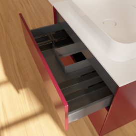 Тумба под раковину Villeroy & Boch Finion 80х50,1 см с подсветкой МДФ пион матовый лак/стекло белое матовое G63100HB