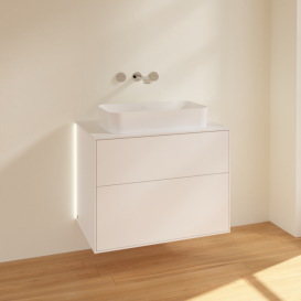 Тумба под раковину Villeroy & Boch Finion 80х50,1 см с подсветкой МДФ белый матовый лак/стекло белое матовое G63100MT