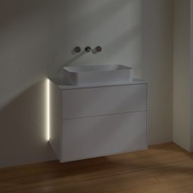 Тумба под раковину Villeroy & Boch Finion 80х50,1 см с подсветкой МДФ белый матовый лак/стекло белое матовое G63100MT