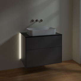 Тумба под раковину Villeroy & Boch Finion 80х50,1 см с подсветкой МДФ антрацит матовый лак/стекло черное матовое G63200GK