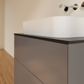 Тумба под раковину Villeroy & Boch Finion 80х50,1 см с подсветкой МДФ антрацит матовый лак/стекло черное матовое G63200GK