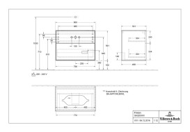Тумба под раковину Villeroy & Boch Finion 80х50,1 см с подсветкой МДФ пион матовый лак/стекло черное матовое G63200HB