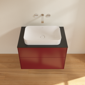 Тумба под раковину Villeroy & Boch Finion 80х50,1 см с подсветкой МДФ пион матовый лак/стекло черное матовое G63200HB