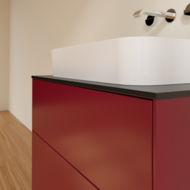 Тумба под раковину Villeroy & Boch Finion 80х50,1 см с подсветкой МДФ пион матовый лак/стекло черное матовое G63200HB