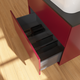 Тумба под раковину Villeroy & Boch Finion 80х50,1 см с подсветкой МДФ пион матовый лак/стекло черное матовое G63200HB