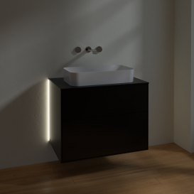 Тумба под раковину Villeroy & Boch Finion 80х50,1 см с подсветкой МДФ черный матовый лак/стекло черное матовое G63200PD