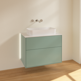 Тумба под раковину Villeroy & Boch Finion 80х50,1 см с подсветкой МДФ оливковый матовый лак/стекло белое матовое G63100GM