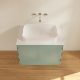 Тумба под раковину Villeroy & Boch Finion 80х50,1 см с подсветкой МДФ оливковый матовый лак/стекло белое матовое G63100GM