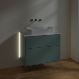 Тумба под раковину Villeroy & Boch Finion 80х50,1 см с подсветкой МДФ оливковый матовый лак/стекло белое матовое G63100GM