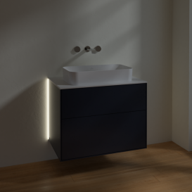 Тумба под раковину Villeroy & Boch Finion 80х50,1 см с подсветкой МДФ темно-синий матовый лак/стекло белое матовое G63100HG