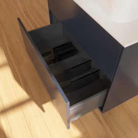 Тумба под раковину Villeroy & Boch Finion 80х50,1 см с подсветкой МДФ темно-синий матовый лак/стекло белое матовое G63100HG