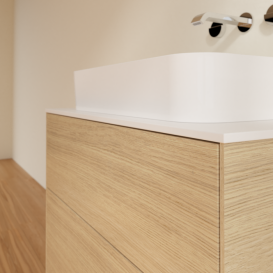 Тумба под раковину Villeroy & Boch Finion 80х50,1 см с подсветкой МДФ шпон дуба/стекло белое матовое G63100PC