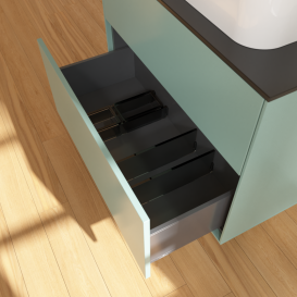 Тумба под раковину Villeroy & Boch Finion 80х50,1 см с подсветкой МДФ оливковый матовый лак/стекло черное матовое G63200GM