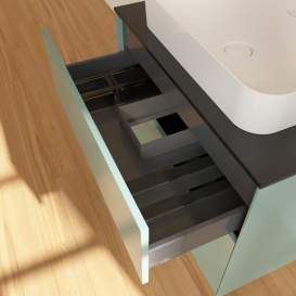 Тумба под раковину Villeroy & Boch Finion 80х50,1 см с подсветкой МДФ оливковый матовый лак/стекло черное матовое G63200GM