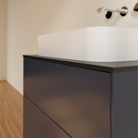 Тумба под раковину Villeroy & Boch Finion 80х50,1 см с подсветкой МДФ темно-синий матовый лак/стекло черное матовое G63200HG