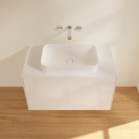 Тумба под раковину Villeroy & Boch Finion 100х50,1 см МДФ глянцевый белый лак/стекло белое матовое F64100GF