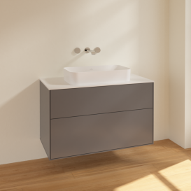 Тумба под раковину Villeroy & Boch Finion 100х50,1 см МДФ антрацит матовый лак/стекло белое матовое F64100GK