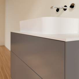 Тумба под раковину Villeroy & Boch Finion 100х50,1 см МДФ антрацит матовый лак/стекло белое матовое F64100GK