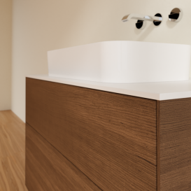 Тумба под раковину Villeroy & Boch Finion 100х50,1 см МДФ шпон грецкого ореха/стекло белое матовое F64100GN