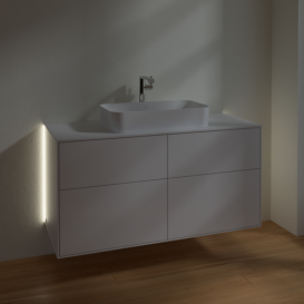 Тумба под раковину Villeroy & Boch Finion 120х50,1 см с подсветкой МДФ глянцевый белый лак/стекло белое матовое G26100GF