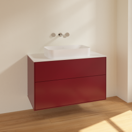 Тумба под раковину Villeroy & Boch Finion 100х50,1 см МДФ пион матовый лак/стекло белое матовое F64100HB