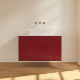 Тумба под раковину Villeroy & Boch Finion 100х50,1 см МДФ пион матовый лак/стекло белое матовое F64100HB