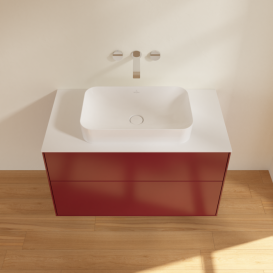 Тумба под раковину Villeroy & Boch Finion 100х50,1 см МДФ пион матовый лак/стекло белое матовое F64100HB