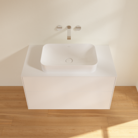 Тумба під раковину Villeroy & Boch Finion 100х50,1 см МДФ білий матовий лак/скло біле матове F64100MT