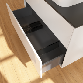 Тумба под раковину Villeroy & Boch Finion 100х50,1 см МДФ глянцевый белый лак/стекло черное матовое F64200GF