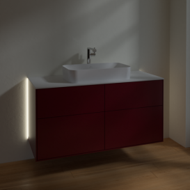 Тумба под раковину Villeroy & Boch Finion 120х50,1 см с подсветкой МДФ пион матовый лак/стекло белое матовое G26100HB