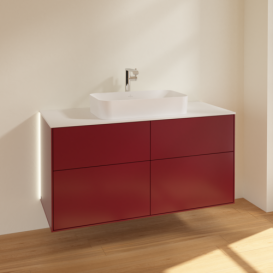 Тумба под раковину Villeroy & Boch Finion 120х50,1 см с подсветкой МДФ пион матовый лак/стекло белое матовое G26100HB