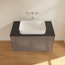 Тумба под раковину Villeroy & Boch Finion 100х50,1 см МДФ антрацит матовый лак/стекло черное матовое F64200GK
