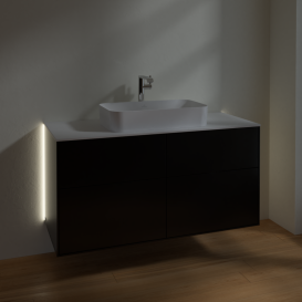 Тумба под раковину Villeroy & Boch Finion 120х50,1 см с подсветкой МДФ черный матовый лак/стекло белое матовое G26100PD