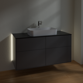 Тумба под раковину Villeroy & Boch Finion 120х50,1 см с подсветкой МДФ антрацит матовый лак/стекло черное матовое G26200GK